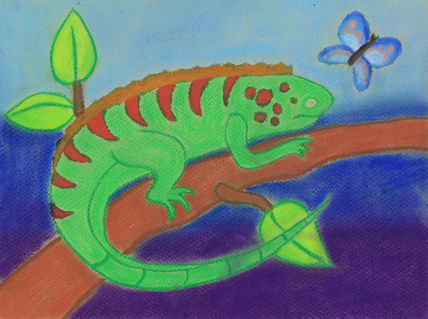 Core chalk pastel lizard project