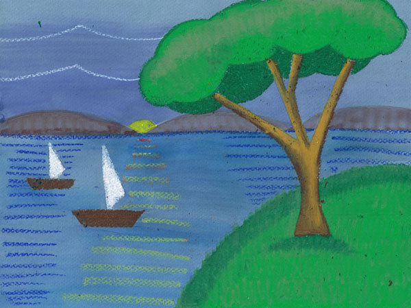 Core watercolor resist landscape project